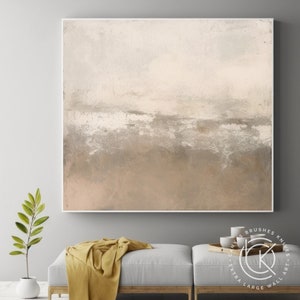 Original Beige 3D Textured Painting On Canvas, Oversized Wabi-Sabi Canvas Wall Art, Neutral Wall Decor For Modern Living Space