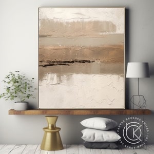 3D Beige Abstract Painting On Canvas, White & Beige Wall Art, Brown Textured Canvas Art, Fancy Living Room Decor, Housewarming Gifts