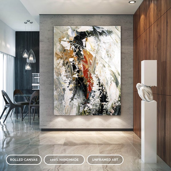 Grote abstracte schilderkunst, moderne abstracte schilderkunst, schilderen voor thuis, badkamer kunst aan de muur, moderne abstracte, acryl getextureerde kunst BNc015