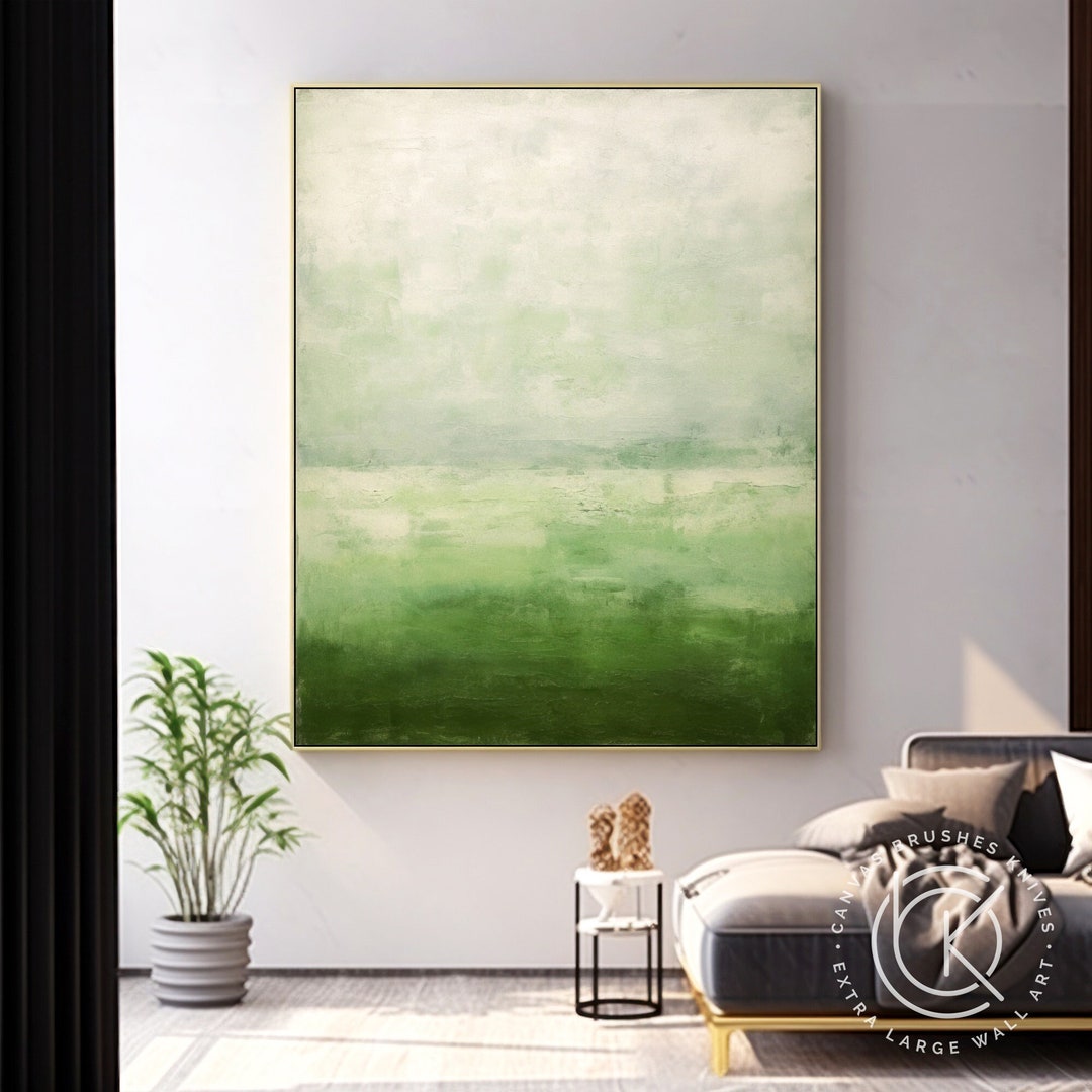 Original Sage Green Textured Abstract Artwork, Modern Oil & Acrylic