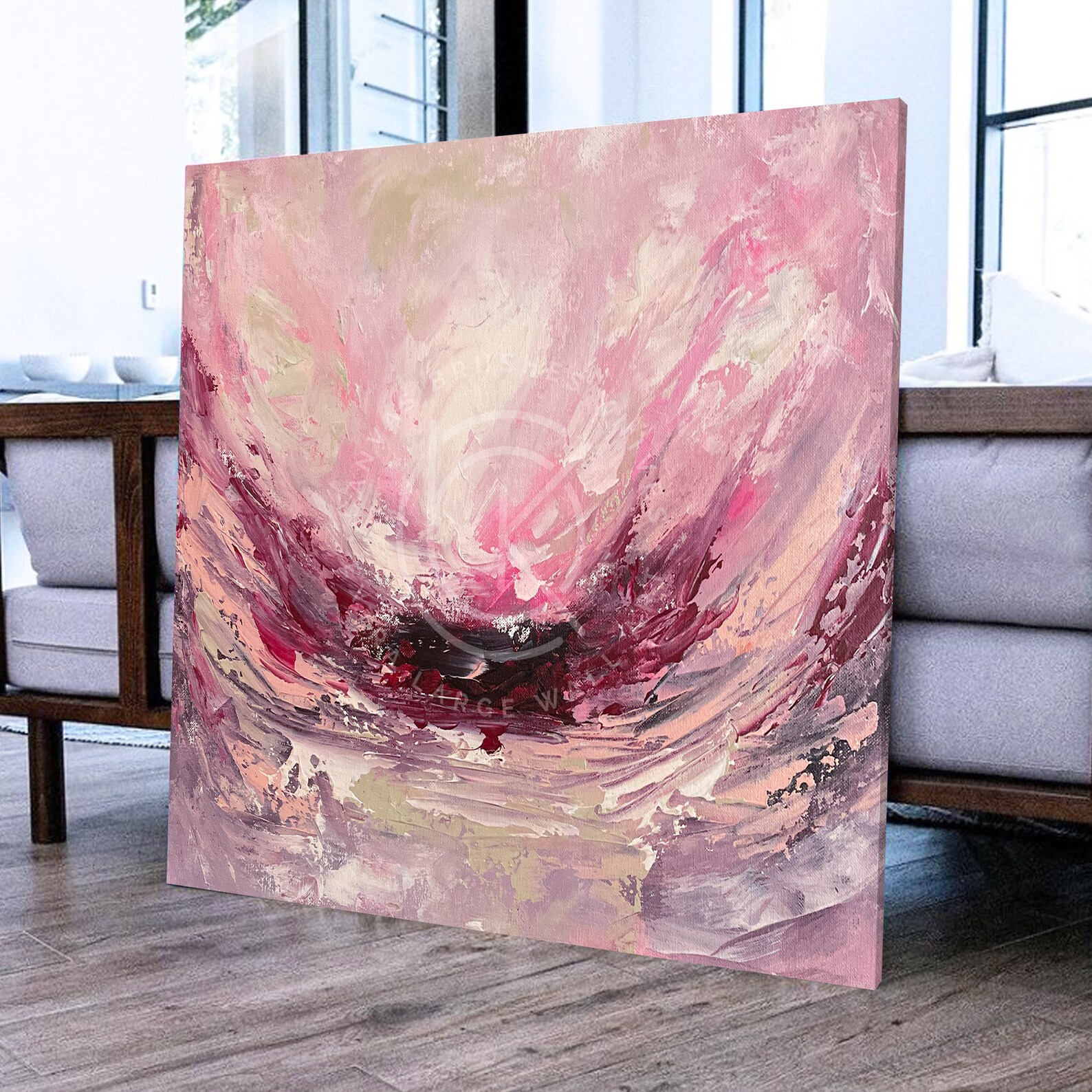 Large Acrylic Wall Art Original Abstract Painting Pink & Etsy