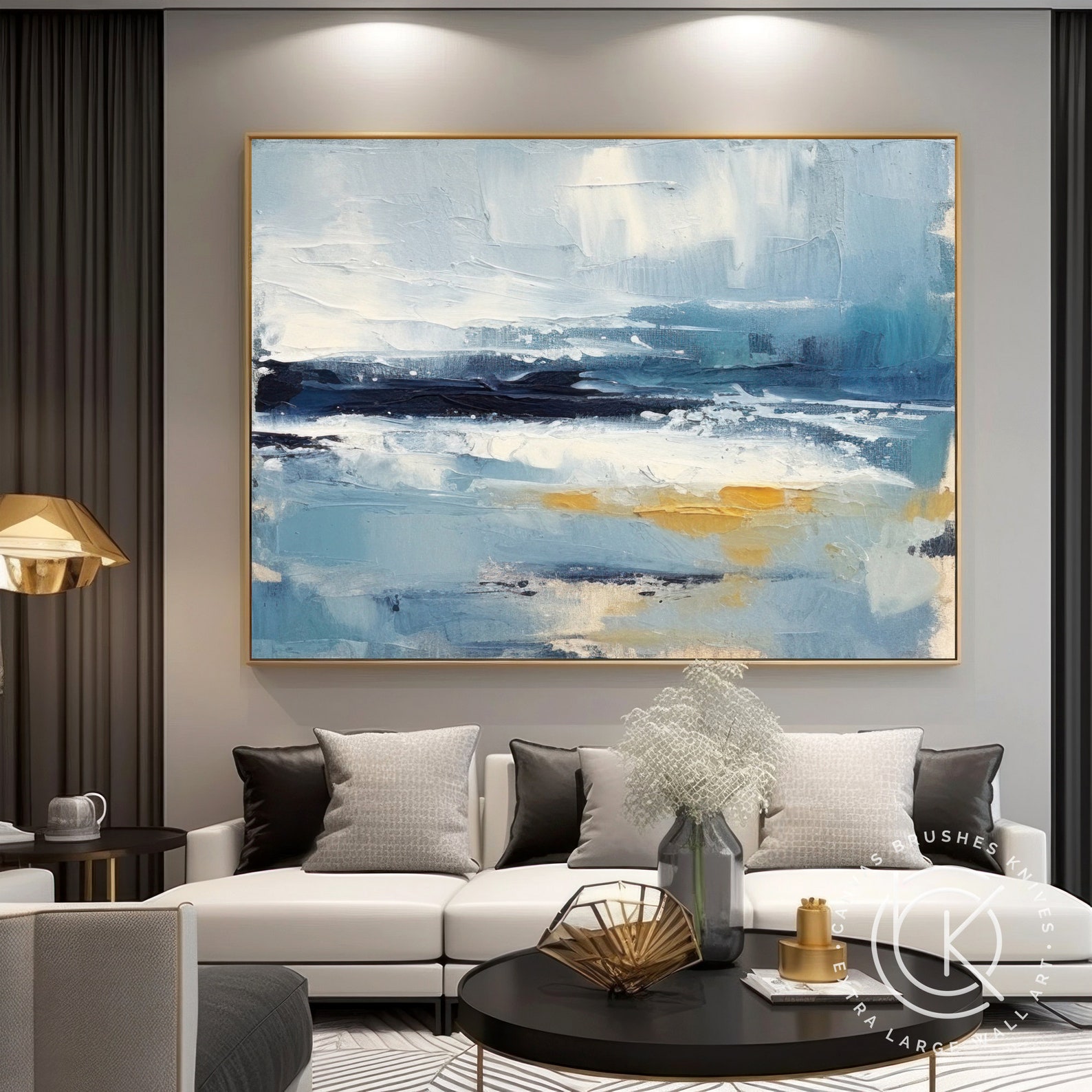 Original Handmade Coastal Canvas Wall Art, Vibrant Modern Nautical Artwork for Hallway, Modern ...