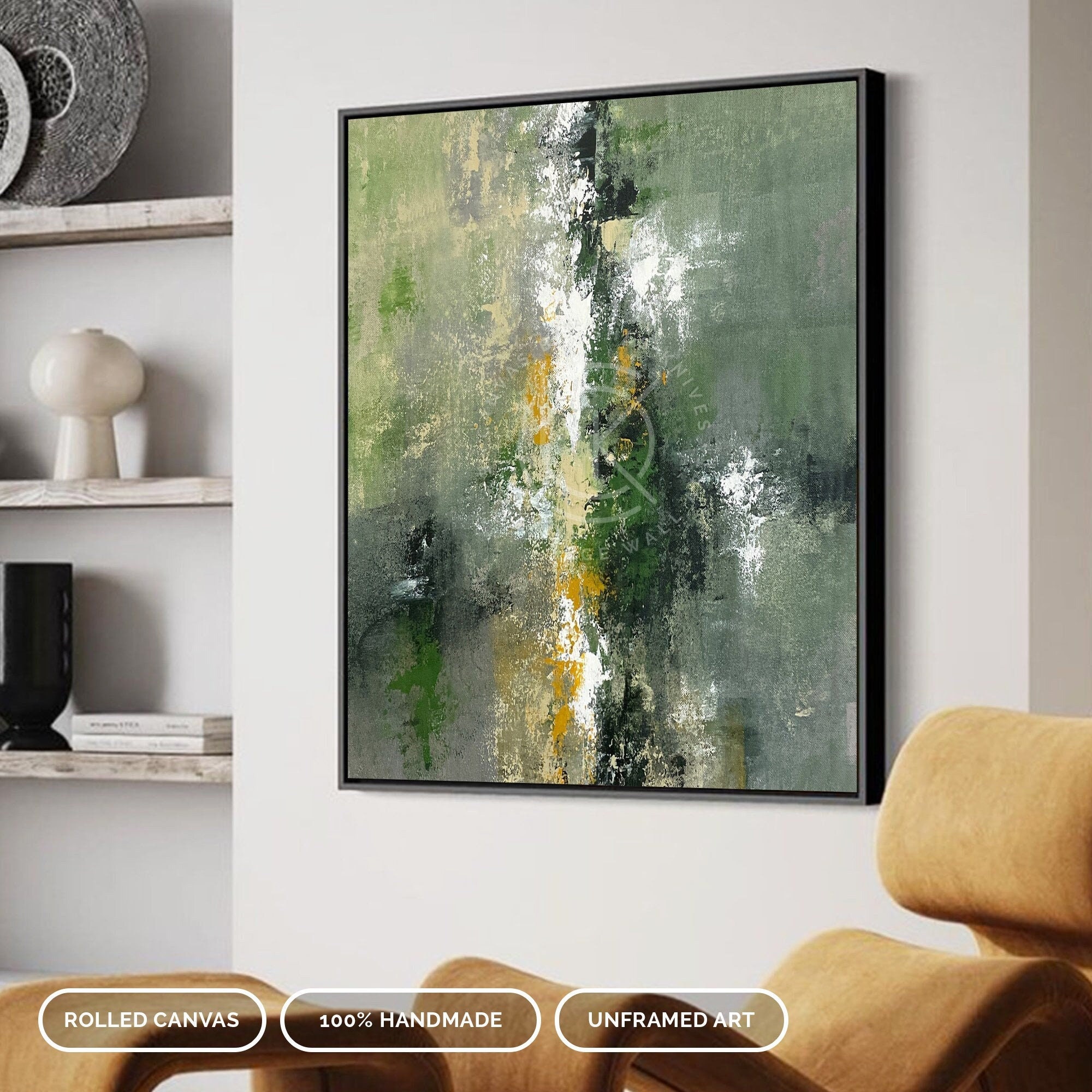 Green Painting, Abstract Acrylic Painting Green Oil Original Wall Art Home  Office Decor Impasto Large Actract Acrylic Canvas Art Visi Custom 