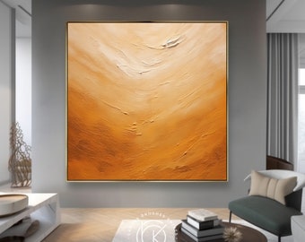 Extra grote moderne gele canvas wanddecoratie, unieke minimalistische lichte textuur schilderij geschenken, muur inspiratie decor, huis muur geschenken