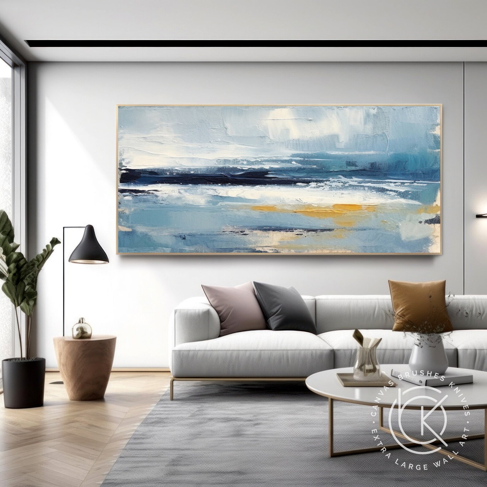 Original Handmade Coastal Canvas Wall Art, Vibrant Modern Nautical Artwork for Hallway, Modern ...