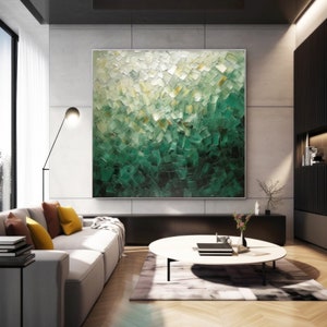 Extra Large Original Green Canvas Wall Art, Modern Green Painting for ...