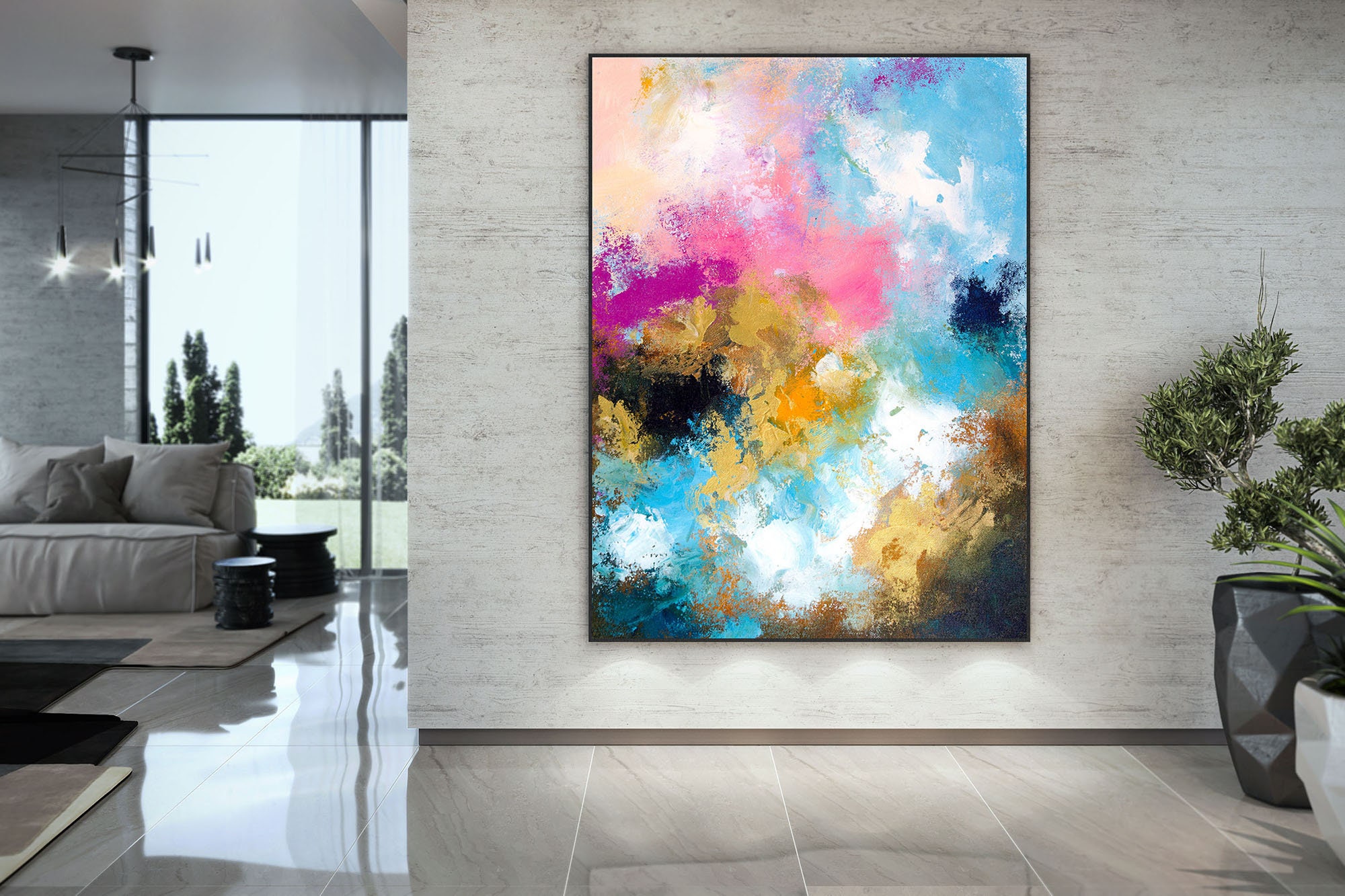 Extra Large Wall Art Original Art Bright Abstract Original Etsy UK