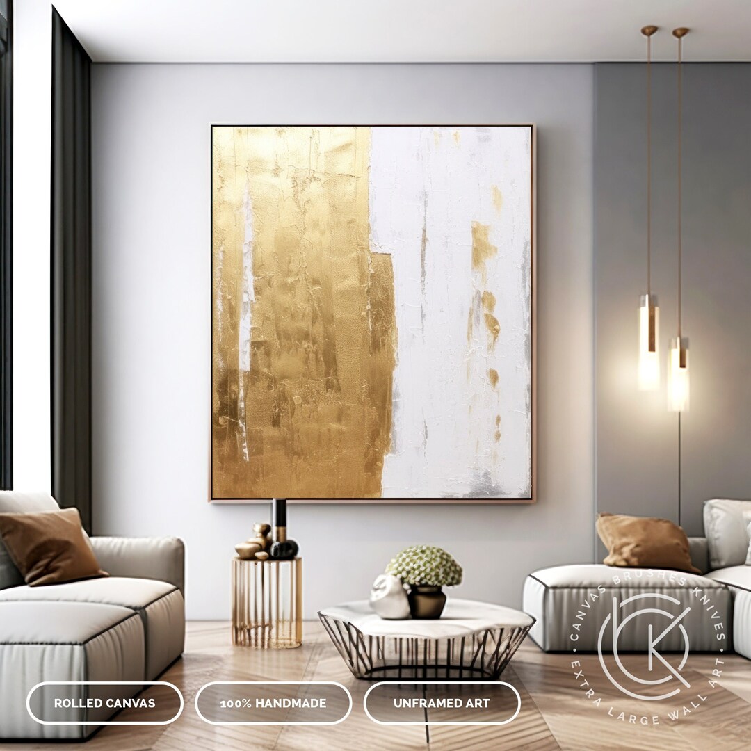 Hand Painted Textured Canvas - Gold