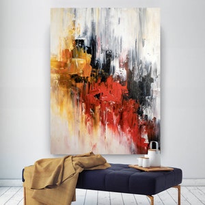 Fire and Water - Artistic Abstract Painting With the Texture of Paint Blots