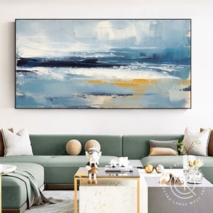 Original Handmade Coastal Canvas Wall Art, Vibrant Modern Nautical Artwork For Hallway, Modern Coastal Decor, Original Ocean Wall Art image 9