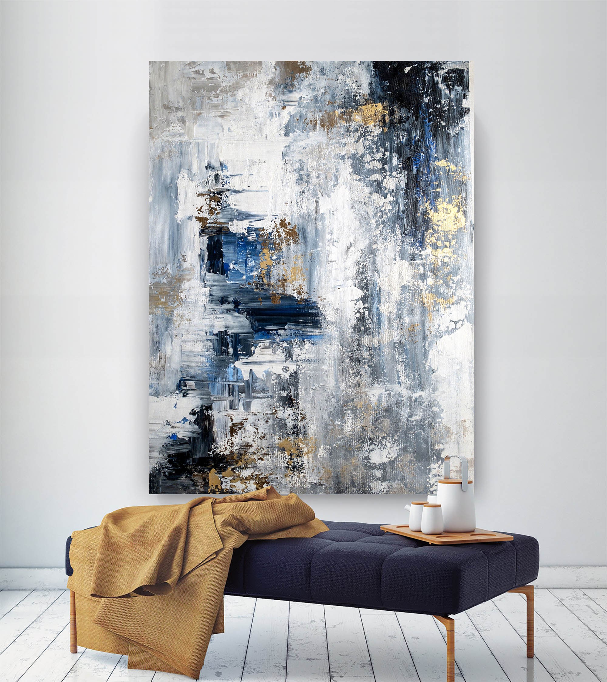 Extra Large Wall Art-original Abstract Paintingblue Grey  Etsy Sweden