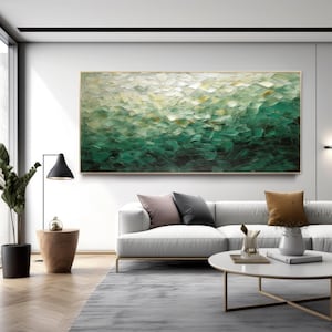 Extra Large Original Green Canvas Wall Art, Modern Green Painting for ...