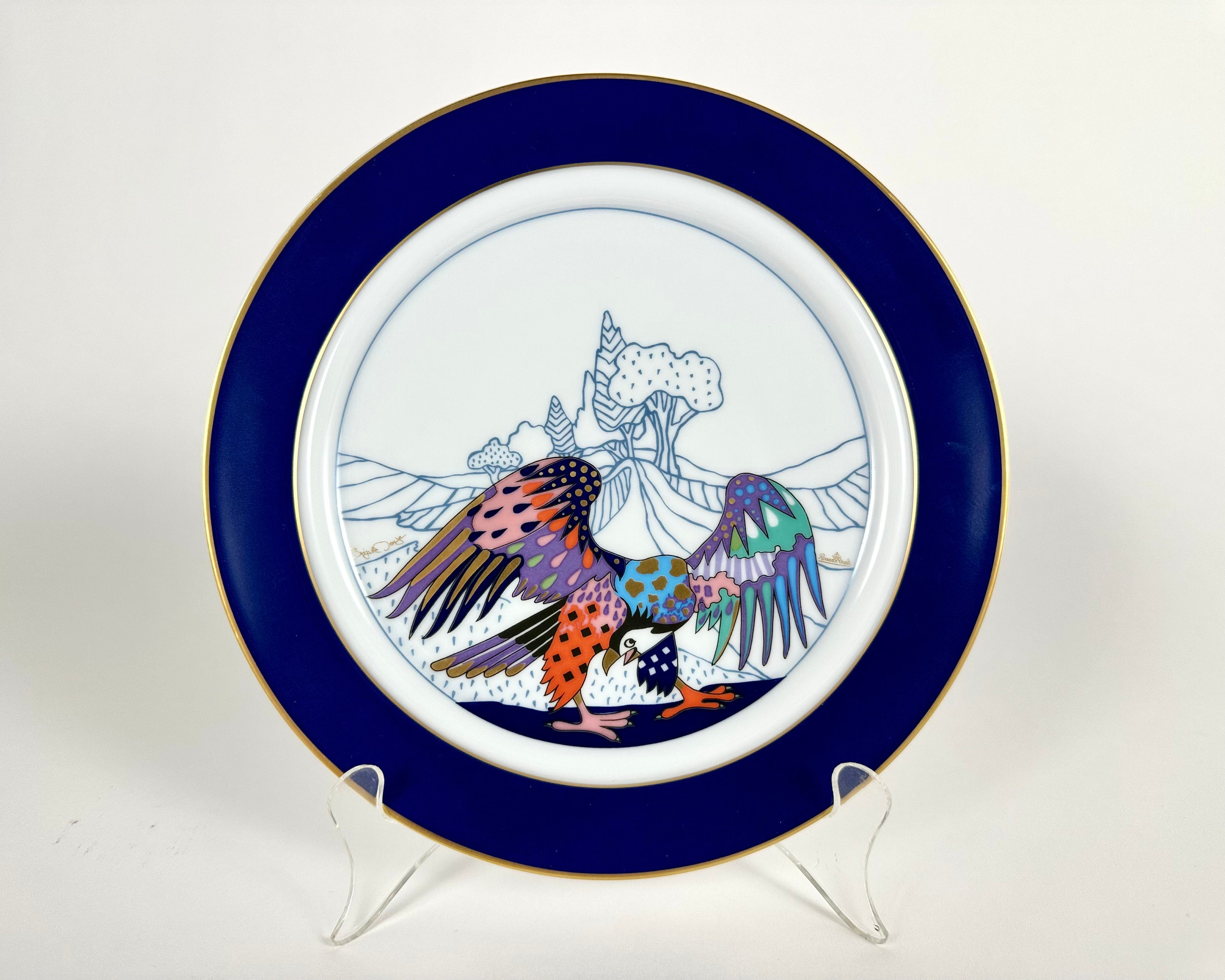 Vintage Rosenthal Fauna Fantastica Plate: Brigitte Doege Cobalt