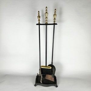 Antique Fireplace Tools Antique Set Of 4-Piece Cast Iron Brass Accessories For a Fireplace And Forged Stand Baroque Fireplace Set France 30s