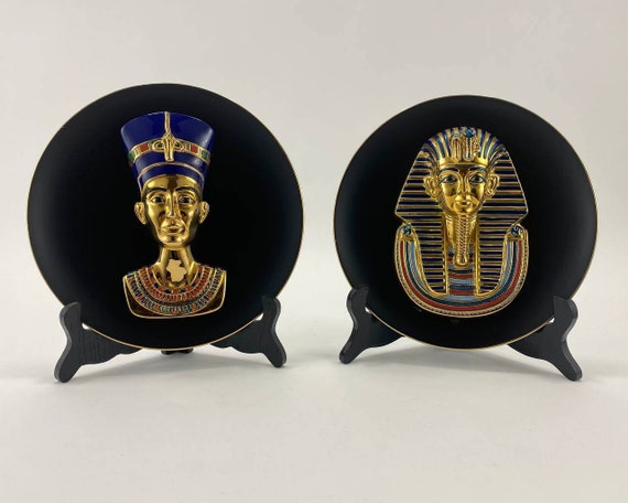 コレクション NEFERTITI 22K Hand Paint PORCELAIN PLATE Nefertiti & Tutankhamun Porcelain Plates: 22K Gold Egypt Decor - Etsy