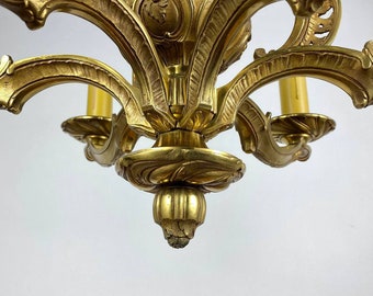 ヴィンテージの金箔ブロンズシャンデリア：1950年代のフランス製 