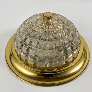 Vintage Gilt Metal Cut Glass Flush Mount Ceiling Light