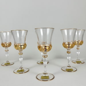 Crystal Glasses Wine 6 Pcs Vintage Cristal de Paris Gold Trimmed Crystal Wine Glasses Set of 6 Stemware Perfect for Wedding Toast New In Box
