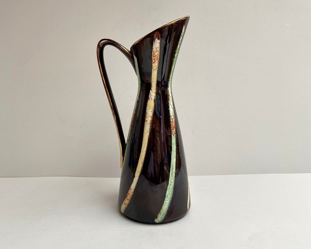 Lovely Vintage Vase/pitcher in Enamelled Ceramic by Jasba, Germany