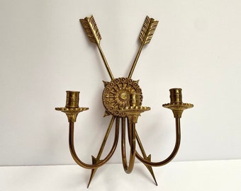 Bronze Wall Sconce French Candle Holder Bronze Two Arm Wall Candelabra Antique Livingroom Wall Decorer Antique Two Arm Sconces Arrows 20s