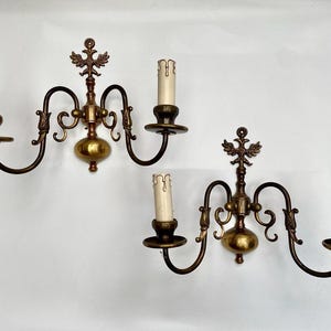 Vintage Brass Double-Headed Eagle Sconces Pair Massive Lighting Set Belgium 1970s Lighting Home Decor Wall Lighting Lamps Paired Metal Lamps
