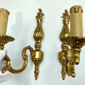 Sconces Pair of Mid-Century French Wall Sconces Bronze French Bronze Wall Sconces Pair Vintage Lighting 1960s Bronze Lighting Set Home Decor