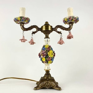 Table Lamps Unusual Floral Vintage Table Lamp 1970s Beautiful Table Lamp In The Form Of Candlestick Brass And Porcelain Table Lamp Bedside