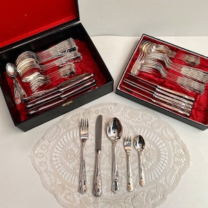 Cutlery Set Vintage Solingen In Original Case Stainless Steel Tableware Set 60 Pieces Cutlery Set German Flatware Set Cutlery Box Set 60