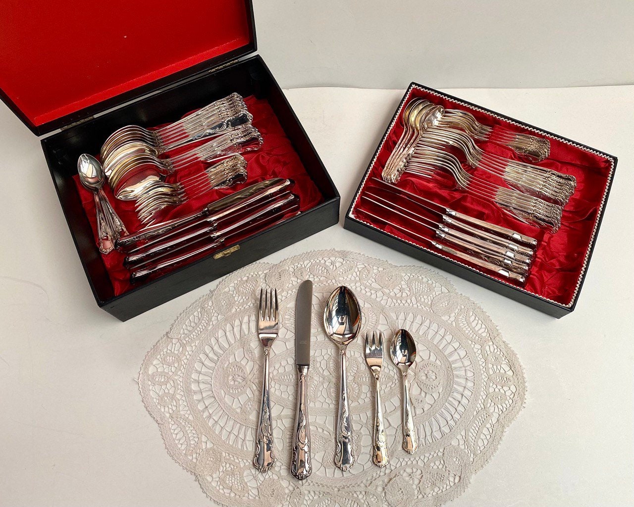 Vintage Solingen Stainless Steel Cutlery Set for 12 in