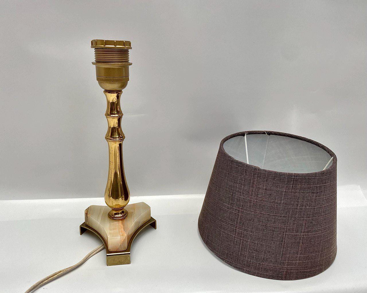 ヴィンテージ オニキス＆金箔テーブルランプ ペア - 1970年代ベルギー