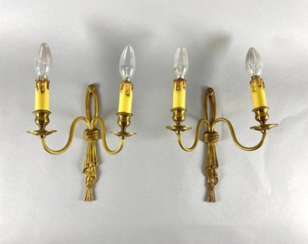 Vintage Bronze Doppelarm Wandleuchten - Stil Louis XVI, 2er-Set