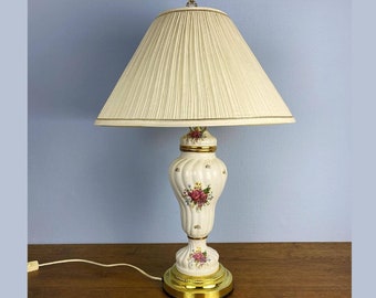 Vintage Floral Ceramic Table Lamp with Matching Shade