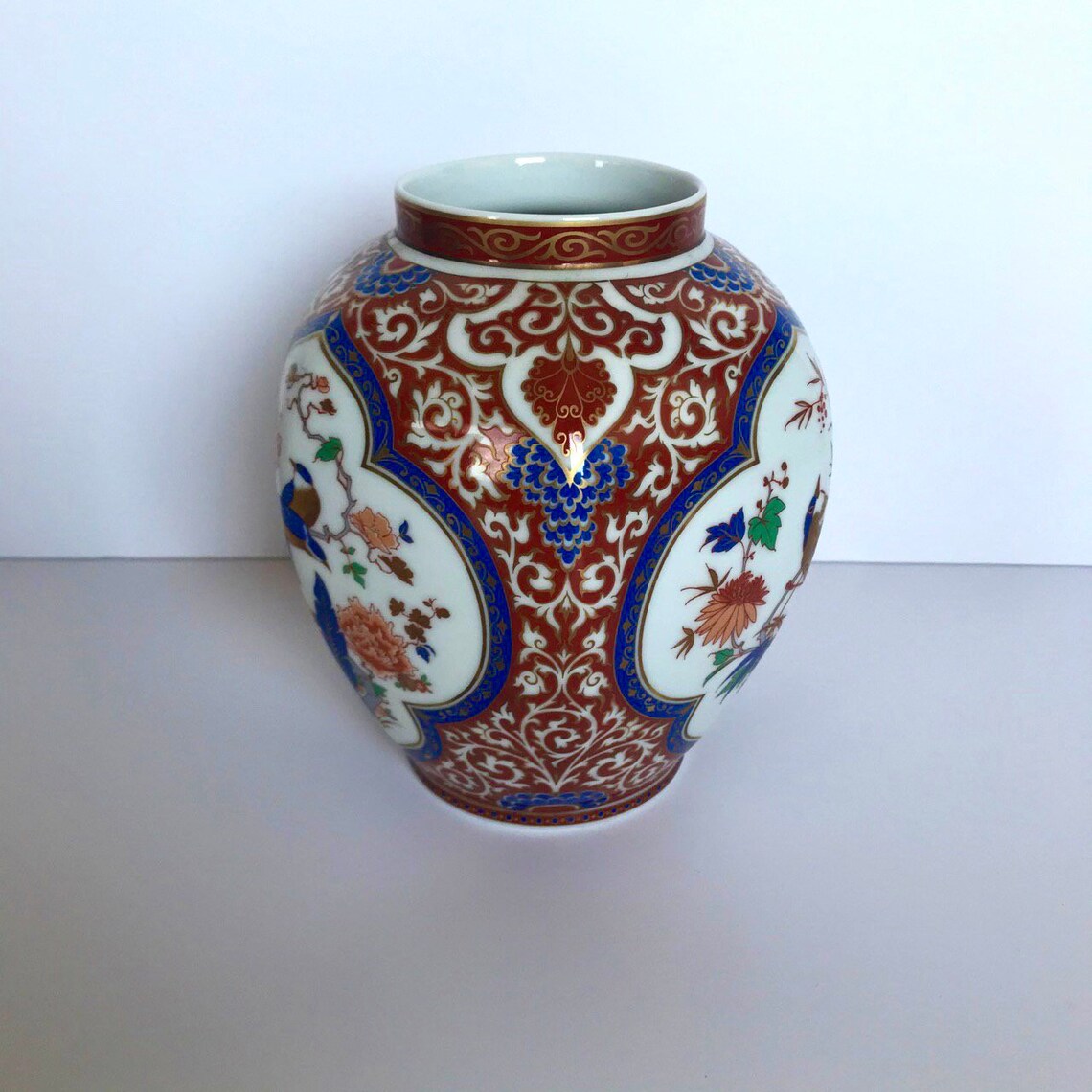 Vintage Kaiser Vase ming Orange Vase With Flower and Bird Etsy