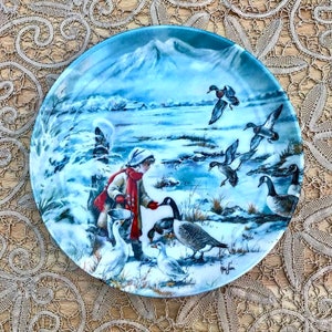 Verzamelplaat &quot;Nature&#39;s Child&quot; | Decoratieve wandplaat van Edvin M. Knowles | Kerst wandplaat &quot;Sharing&quot; | Vintage kerstcadeau