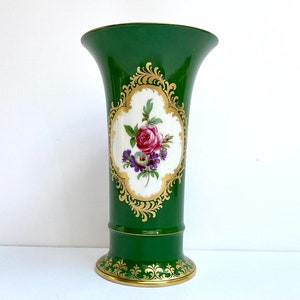 Vintage Porcelain Vase For Flowers German Porcelain Vase Decorative Green Vase Kaiser Vase Vintage by Kaiser Germany 1980s Vased Ecorative