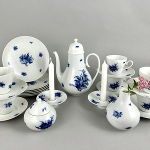 Vintage Rosenthal Porcelain Coffee or Tea Set, 1960s | Rosenthal fine German Ware | Björn Wiinblad for Rosenthal Studio Linie Blue Tableware