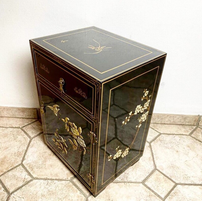 Vintage chinesische Nachttisch Chinoiserie Möbel | Etsy