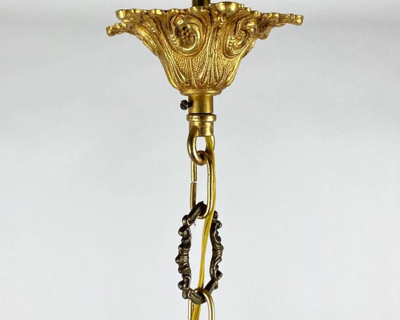 Attractive Gilt Brass Chandelier 6-arm French Ceiling Lamp Vintage