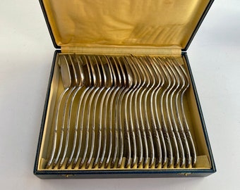 Vintage Silver Plate Flatware Set: 24 Forks & Spoons, France 1960s