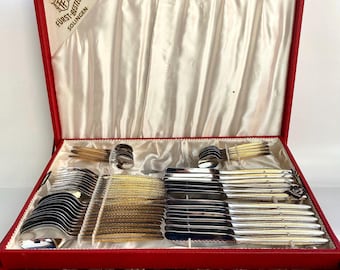 Conjunto de talheres vintage Solingen em aço inoxidável: 68 peças em estojo.