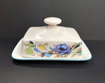 Vintage Butter/Cheese Dish In Porcelain By Goebel, Jardin Series, West Germany, Bavaria, 1980s | Butter Dish/Tray With Lid Floral Decor |