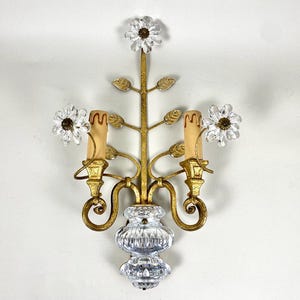 Sconce Wall Maison Bagues French Mid Century Gilt Metal and Crystal Wall Light Gilded Metal & Crystal Wall Lamp from 1950s Large Wall Sconce