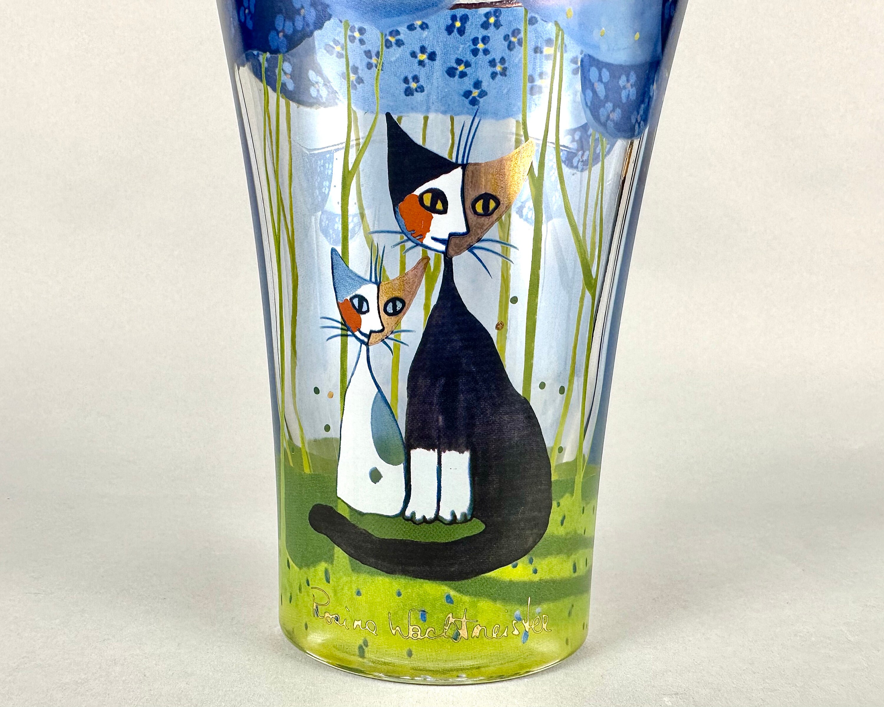 Vintage Goebel Vase: R. Wachtmeister Katzen Design, 1990er Jahre,  irisierendes Glas - Etsy.de