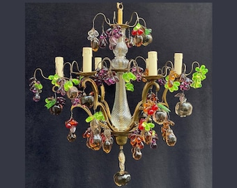 CLEAR GLASS GREEN LEAVE GRAPE LAMP CHANDELIER PRISM 10 