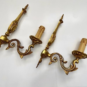 Wall Sconces (Pair) Vintage French Bronze Lamps NF Marked 1960s Pair of Mid-Century French Bronze Wall Lights French Bronze Sconces NF Light