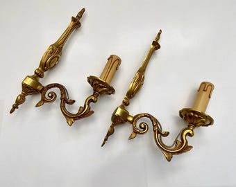 Vintage Französische Bronze Wandleuchten (Paar) - Mid-Century NF Markiert