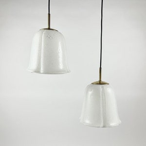 Vintage Bell Glass Pendant Lamp: Italian Brass Fixture Ceiling Light