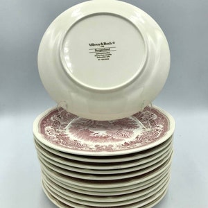 Villeroy & Boch Dinner Plates Villeroy and Boch Vintage Plate Dinner Plates Set Red Burgenland Bone China Porcelain Vintage image 3