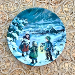 Kerst muur decor &quot;The Lost Lamb&quot; | Decoratieve wandplaat van Edvin M. Knowles &quot;Nature&#39;s Child&quot; | Vintage kerstcadeau | 1990
