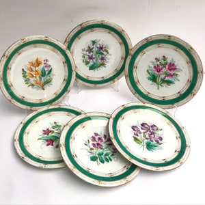 Antique Collectible Plates | 19 Century Porcelain Plates | Green Decorative Floral Plate | Collectible Wall Plates | Wall Porcelain Decor |